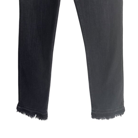 Rag and Bone Hana Mini Flare Cropped Frayed Hem Jeans Black Croyden in Size 28 - Picture 5 of 8